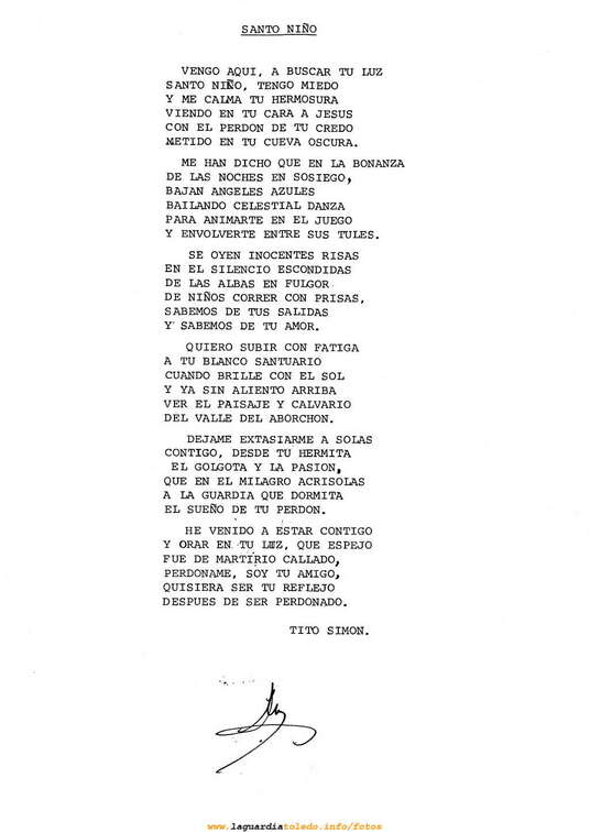 Poesía al Santo Niño por Tito Simón.