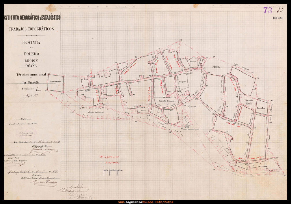 Plano de 1880 de La Villeta y el cementerio.