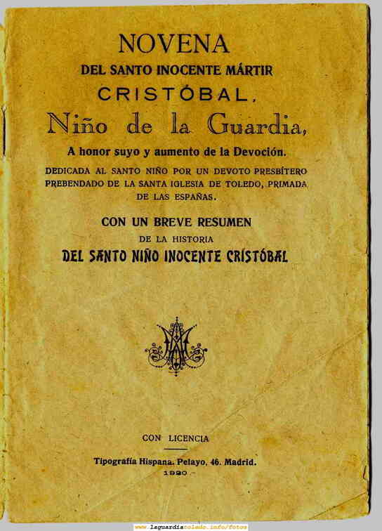 Novenario de 1920 portada
