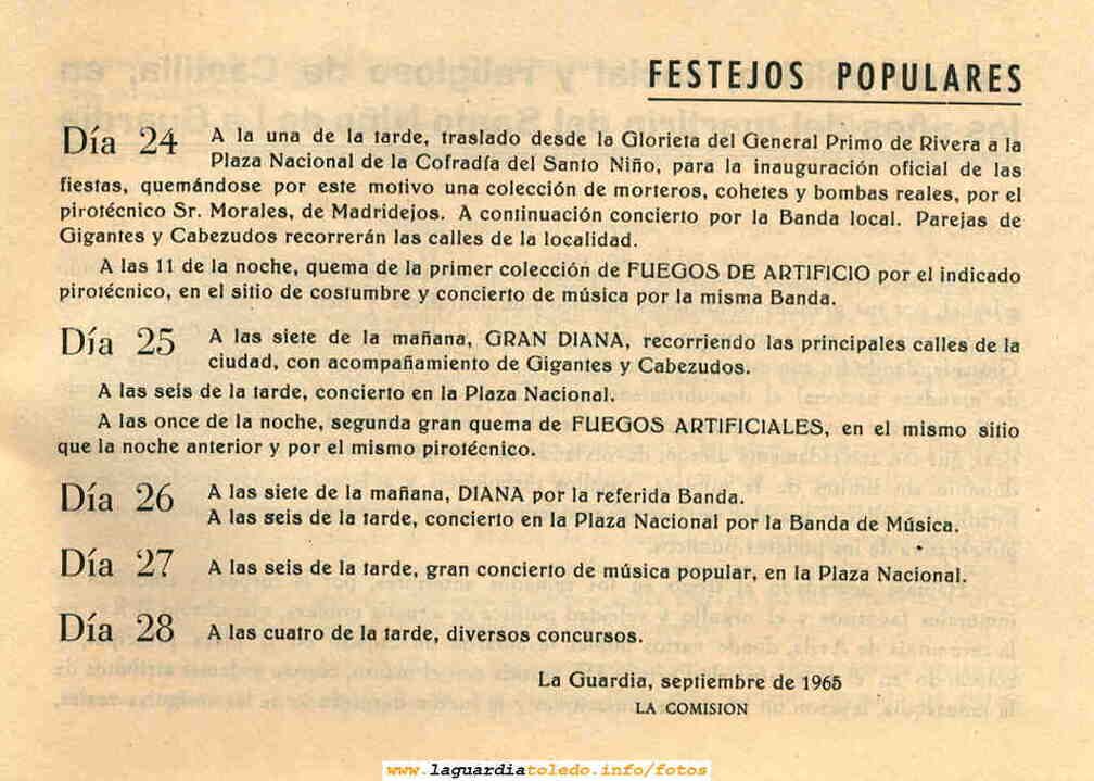 Programa de fiestas de 1965