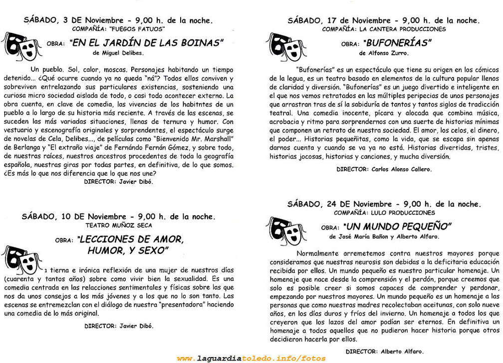 Programa del certamen de teatro de otoño 2007.