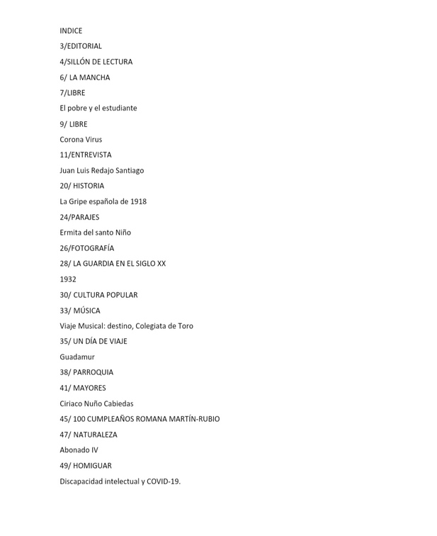 Índice de El Balcón de La Guardia número 45